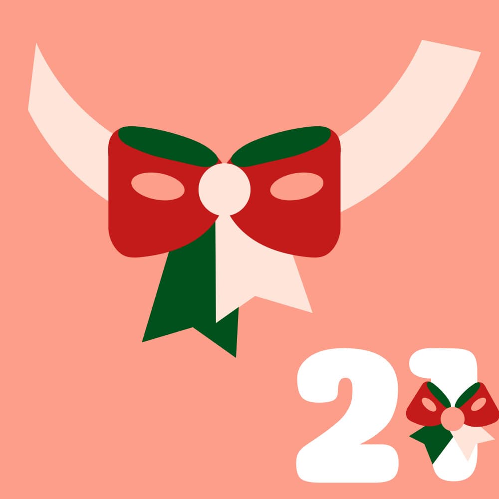 Green And Red New Years Advent Calendar Illustration With Bow by Marika Barsrsind β canvas wall art