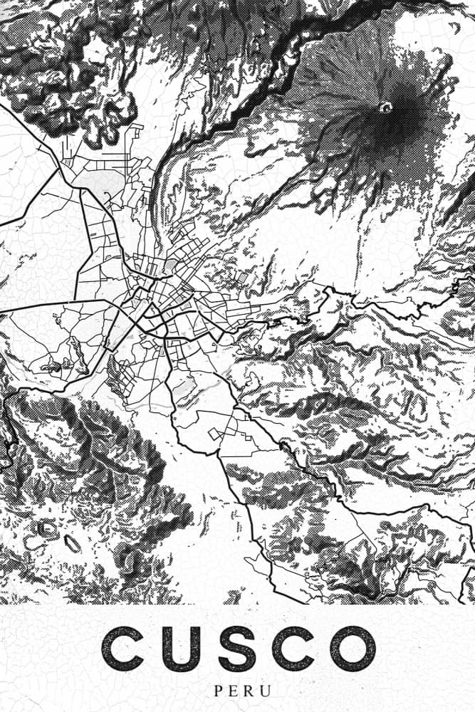 Cusco Peru Topographic Map by StudioSix — canvas wall art
