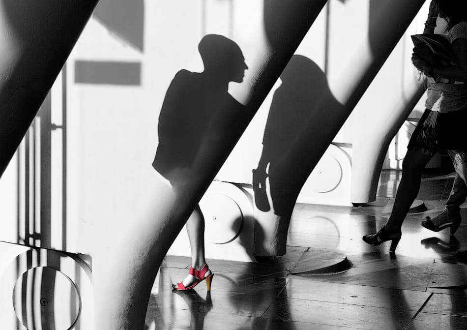 Modern Shadows Red Shoe by Juan Luis Duran — canvas wall art