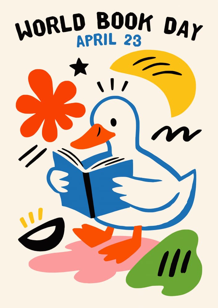 World Book Day Duck by Patryk Krygowski — canvas wall art