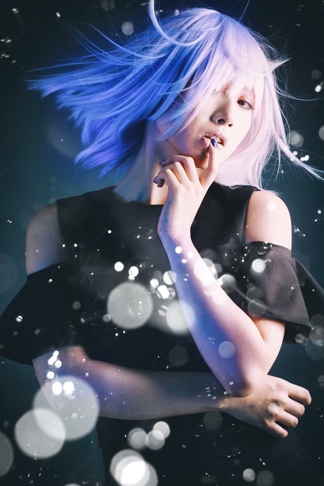 Ethereal Purple Hair Portrait by Daisuke Kiyota — canvas wall art