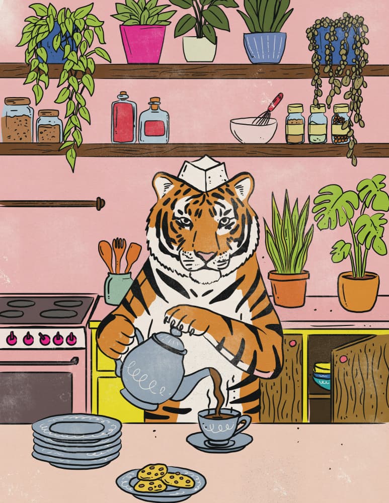 Tiger's Coffee Break by Nicholas — canvas wall art