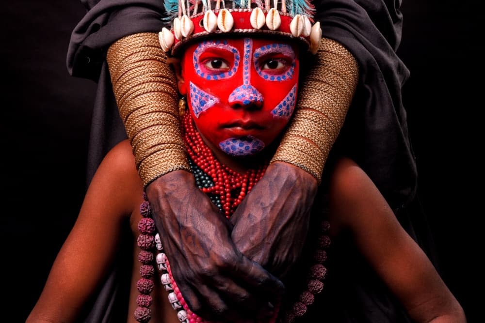 Vibrant Tribal Portrait by Avishek Das — canvas wall art