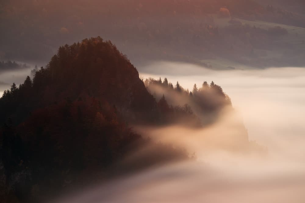Misty Mountain Dawn by Krzysztof Mierzejewski — canvas wall art