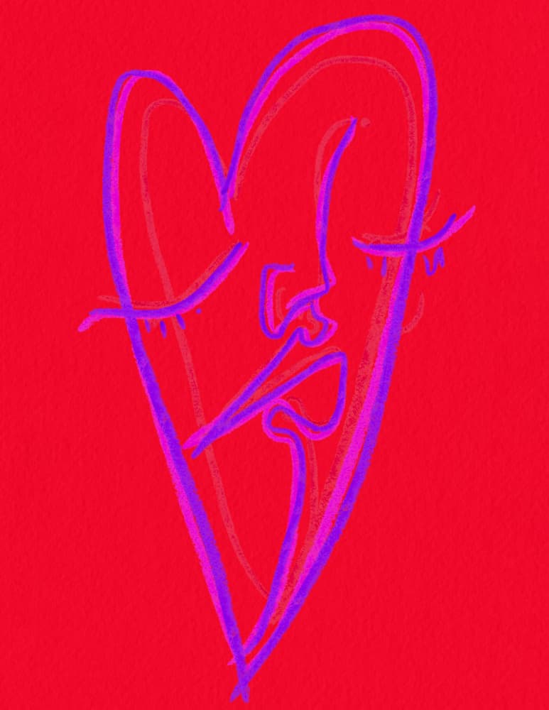 Red Abstract Heart Face by JLC ART — canvas wall art