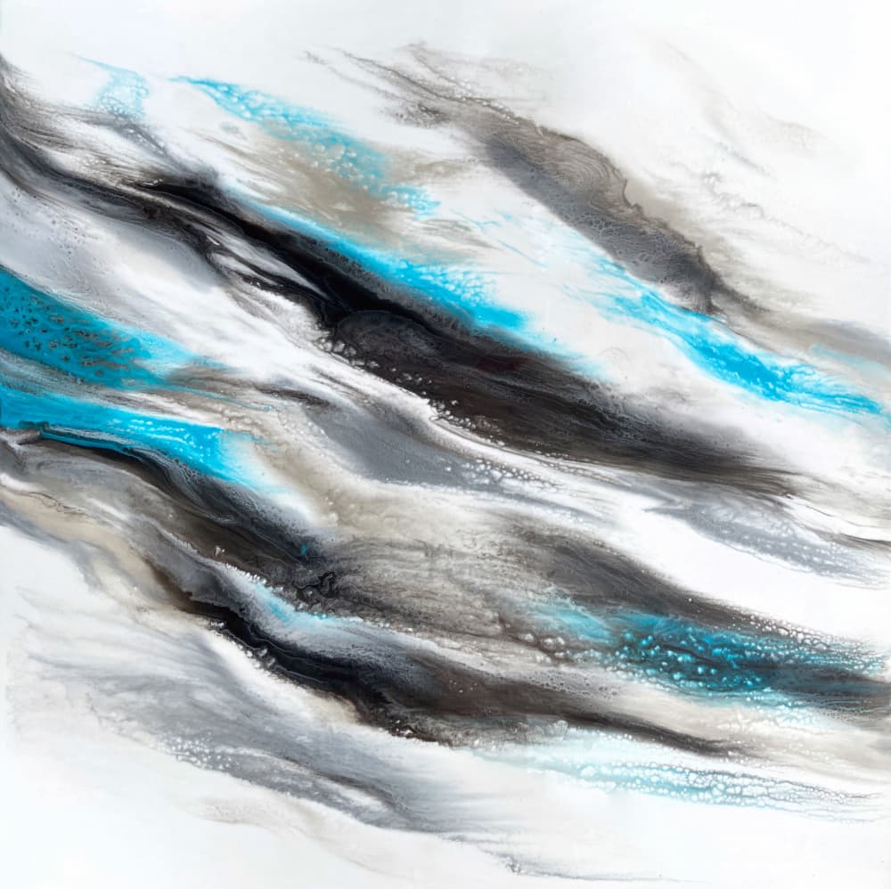 Flowing Teal Abstract by Alyson Storms — canvas wall art