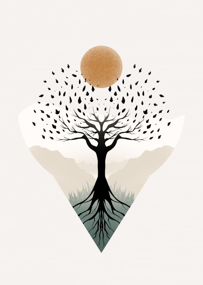 Tree of Life Golden Sun by Fadil Roze — canvas wall art
