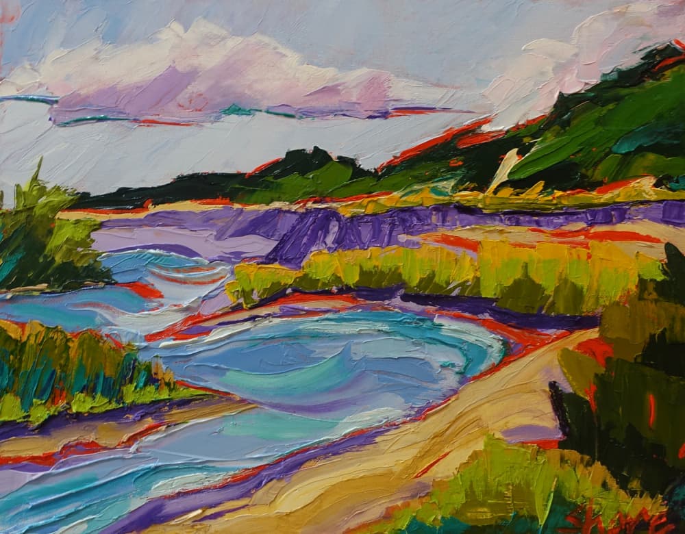 Vibrant River Landscape by Maxine Shore — canvas wall art