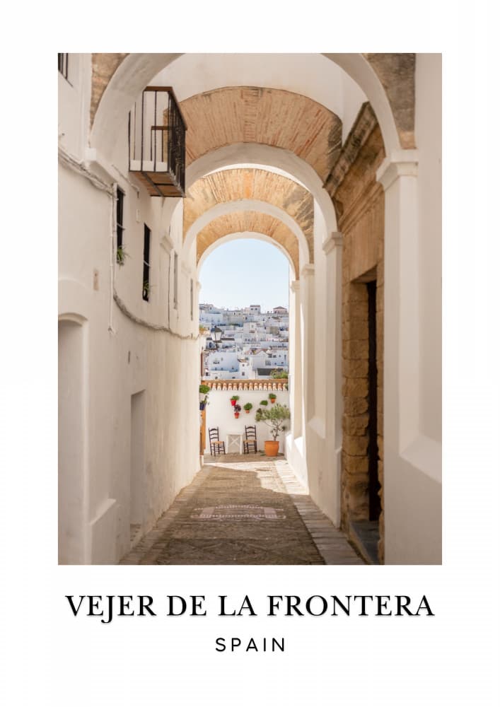 Vejer de la Frontera Spain Travel poster by Raisa Zwart — canvas wall art