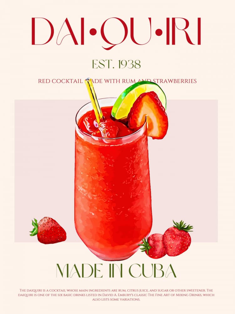 Classic Strawberry Daiquiri by Nazma Khokhar — canvas wall art