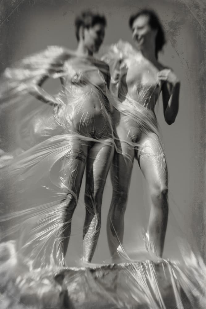 Women Wrapped in Plastic by Bogdan Bouşcă — canvas wall art