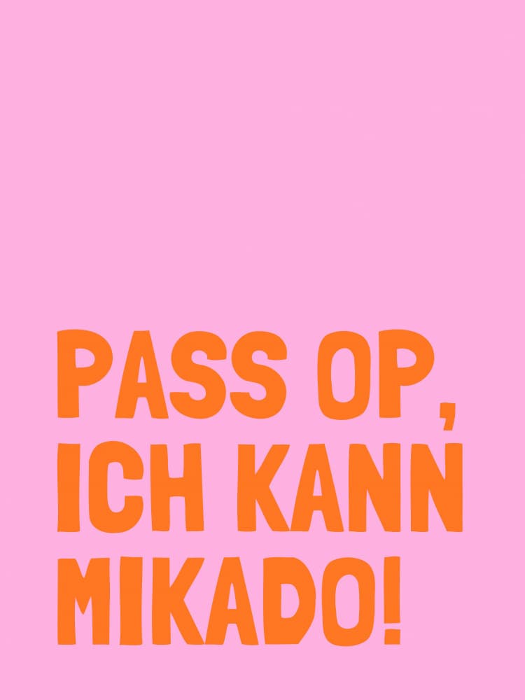 Playful German Mikado Text by Ohkimiko — canvas wall art