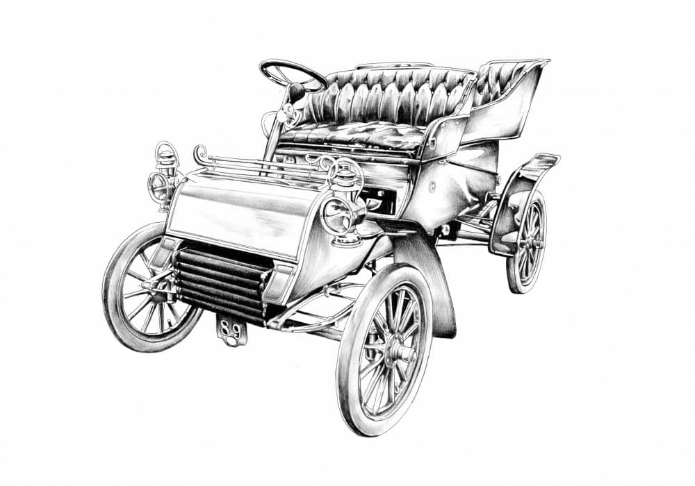 Vintage Car Drawing by Kulik — canvas wall art