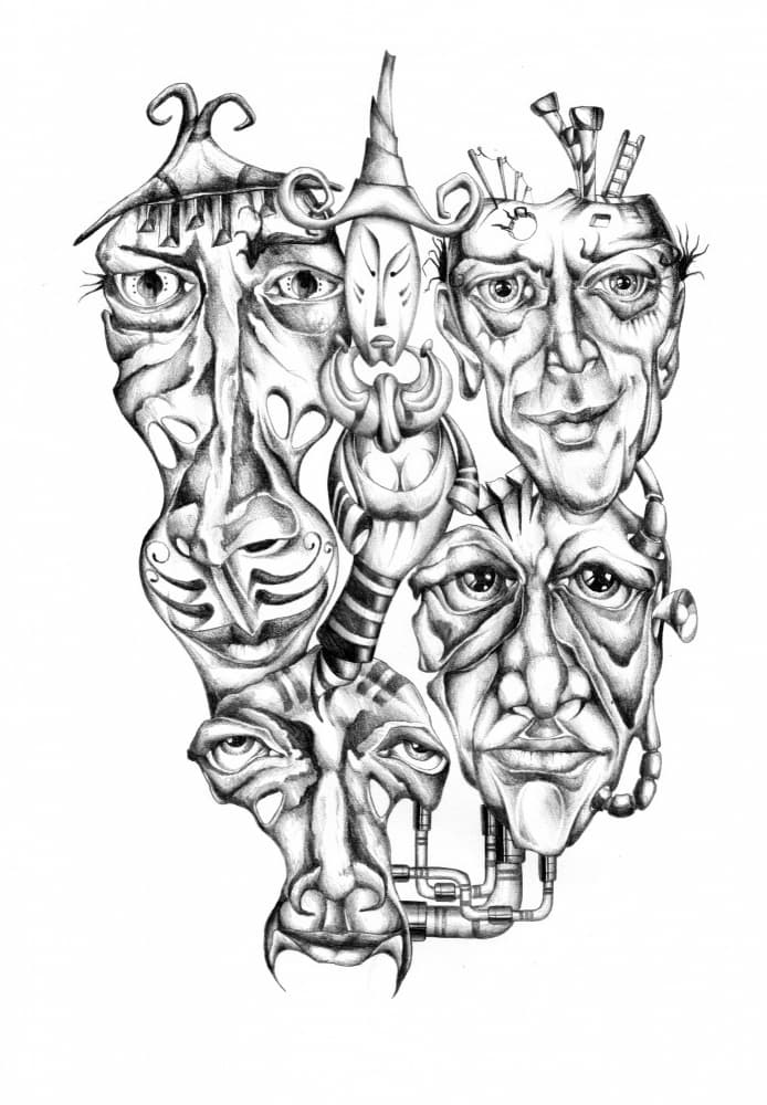 Mysterious Distorted Faces by Kulik — canvas wall art