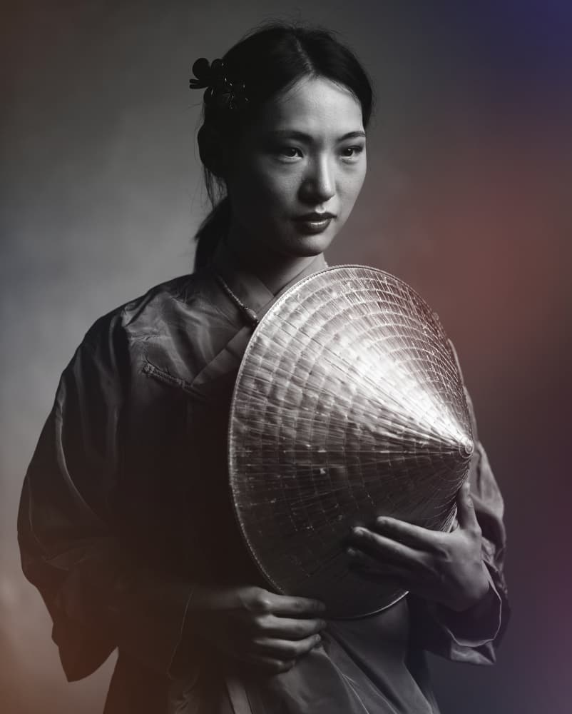 Asian Woman With Conical Hat by Offer Ellbogen — canvas wall art