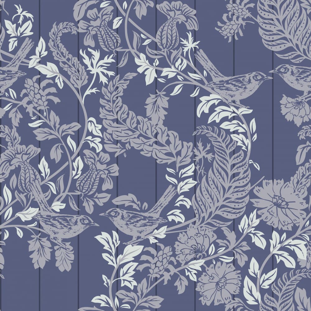 Blue Botanical Bird Pattern by Annick — canvas wall art