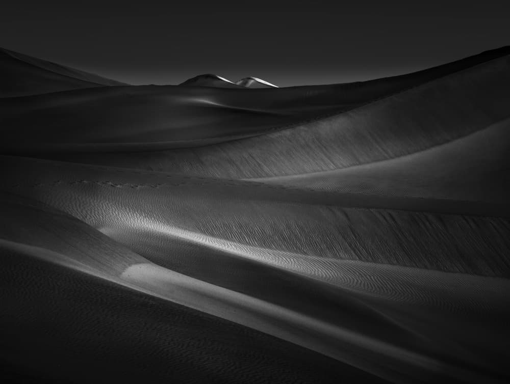 Black White Desert Dunes by Ruiqing P. — canvas wall art