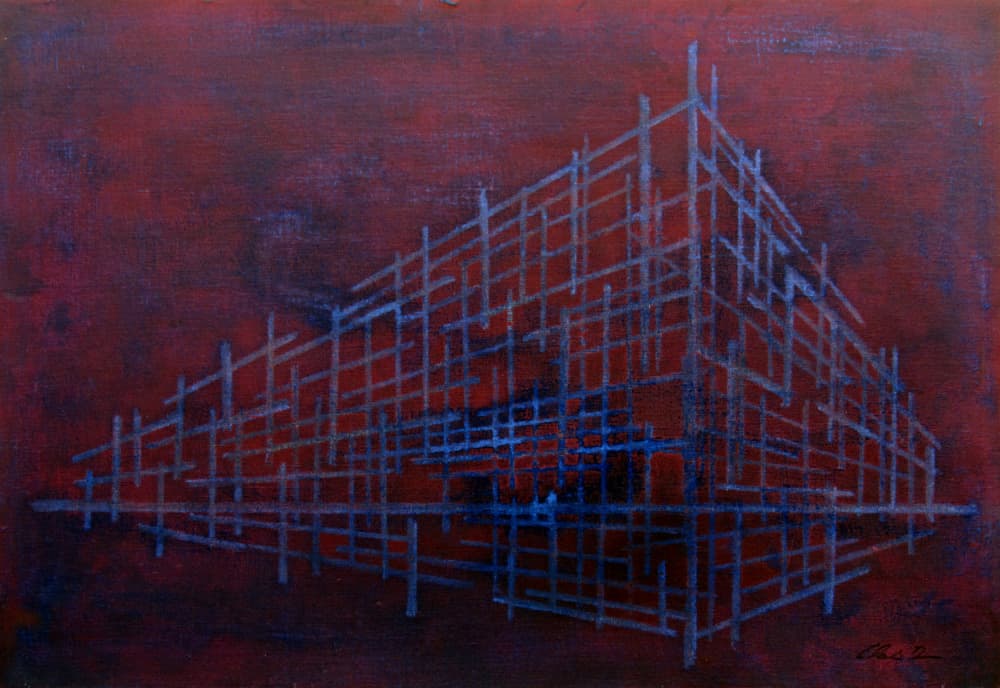 Geometric Red Framework by Claudio Boczon — canvas wall art