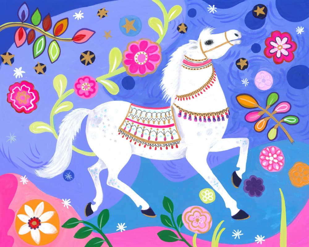 Dancing Horse in Spring by Isabelle Brent — canvas wall art