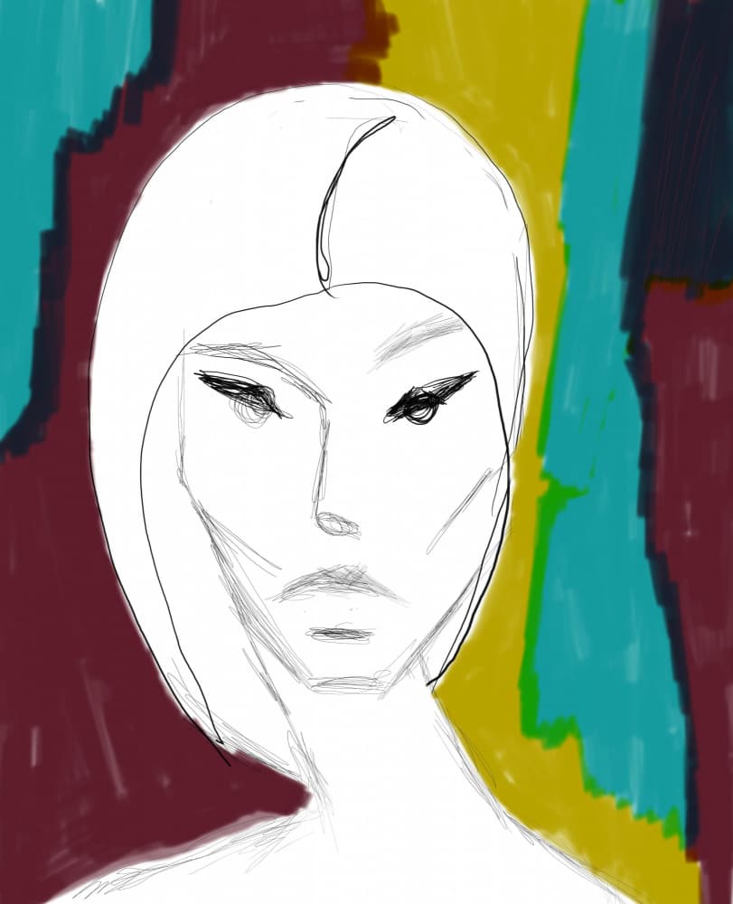 Colorful Abstract Face by Sanna Jarlelind — canvas wall art