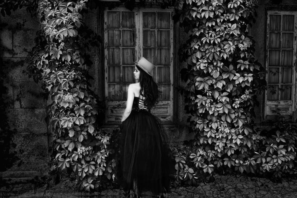 Gothic Woman Ivy Window by Josefina Melo — canvas wall art