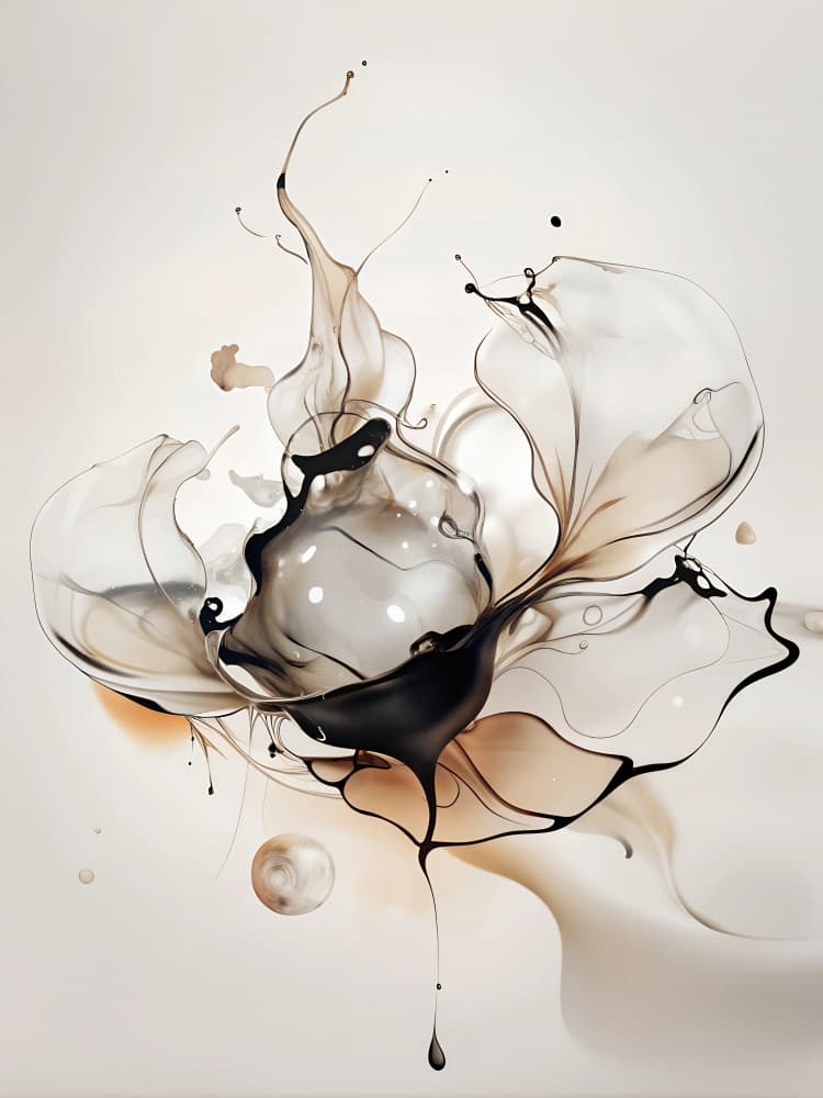 Abstract Ink Bloom by Miguel Bruzual — canvas wall art