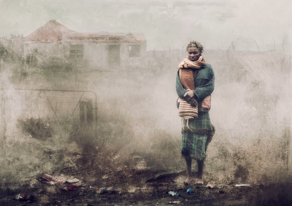 Woman in Desolate Landscape by Charlaine Gerber — canvas wall art