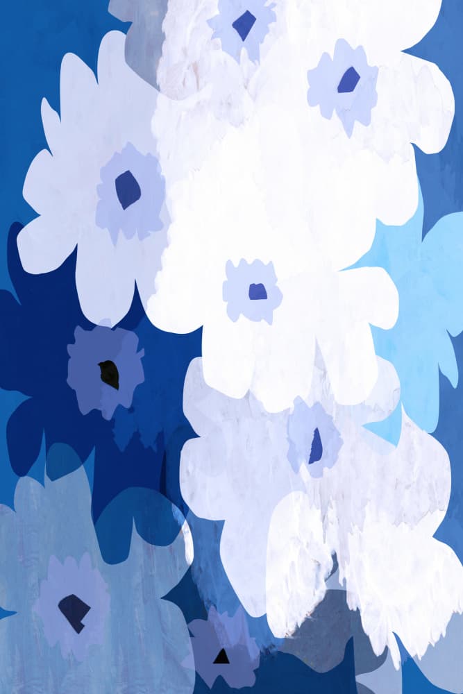 Modern Blue Blooms by cartissi — canvas wall art