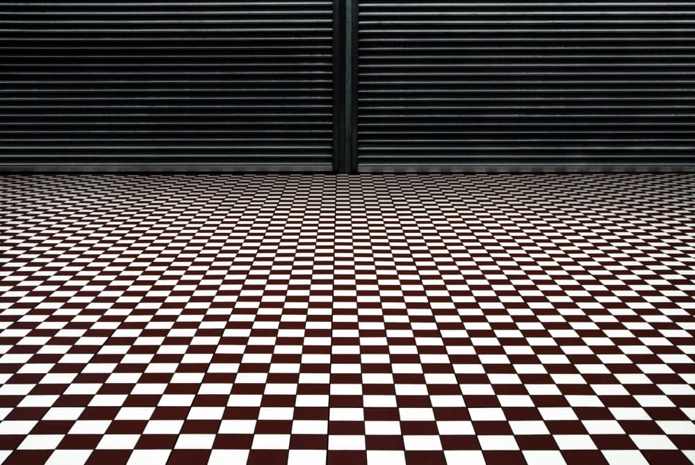 Retro Checkered Floor Perspective by Gilbert Claes — canvas wall art