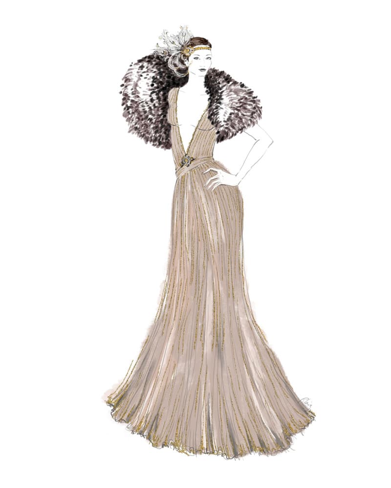 Elegant Flapper Gown by Rosana Laiz Blursbyai — canvas wall art