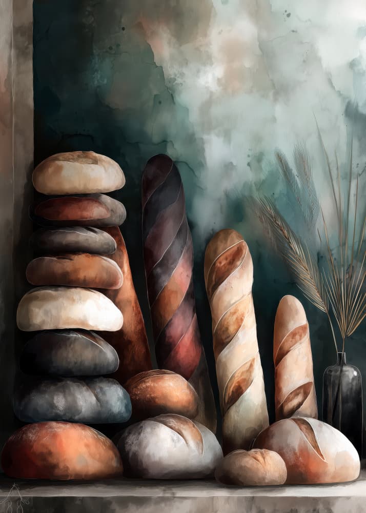 Artisan Bread Still Life by Justyna Jaszke — canvas wall art