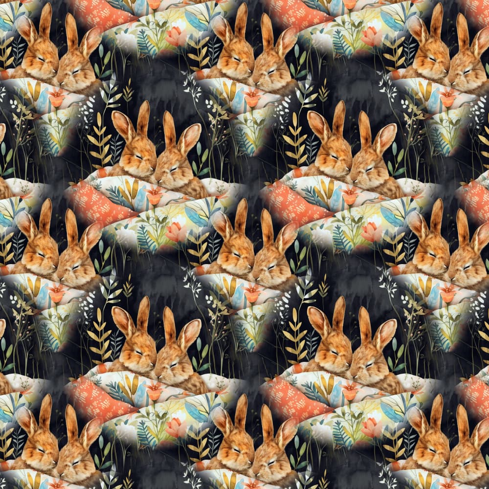 Cozy Sleeping Bunnies by Justyna Jaszke — canvas wall art