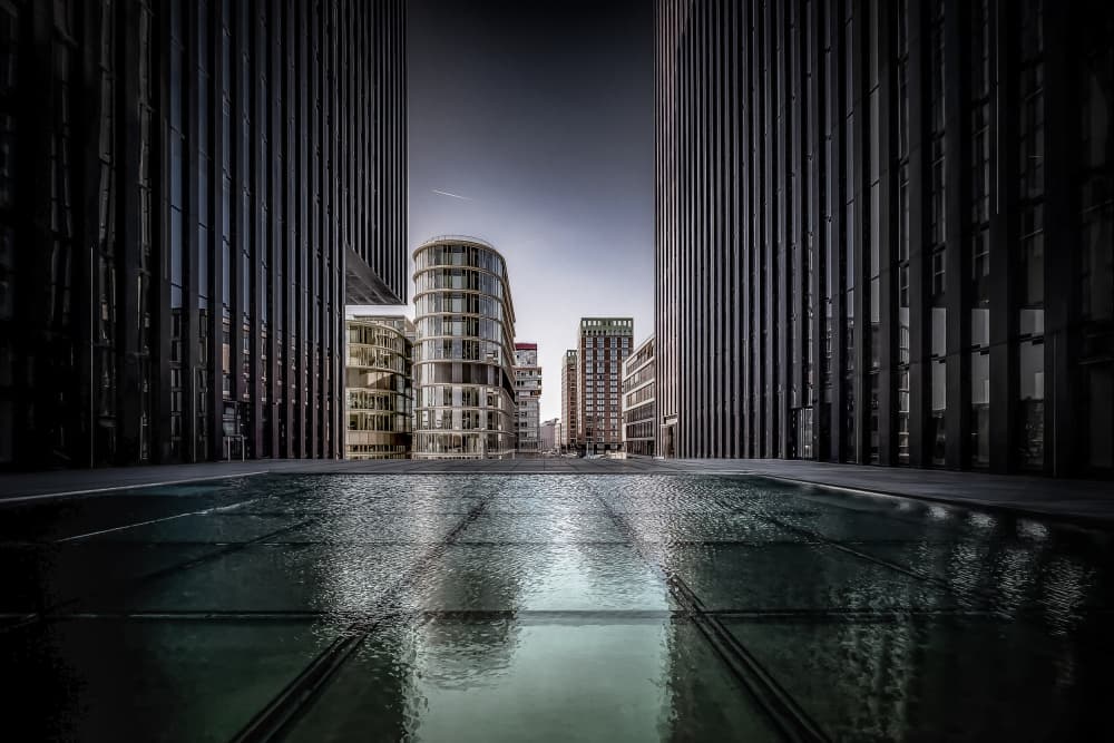 Modern City Reflections by Michael Eßig — canvas wall art