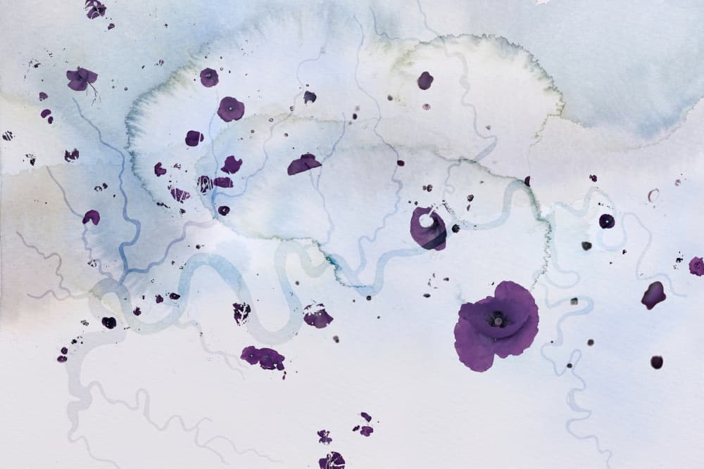 Purple Watercolor Flow by Miriam Stayte — canvas wall art