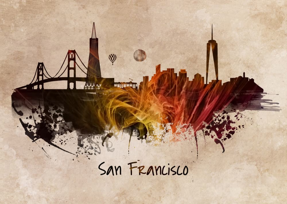 San Francisco Abstract Skyline by Justyna Jaszke — canvas wall art