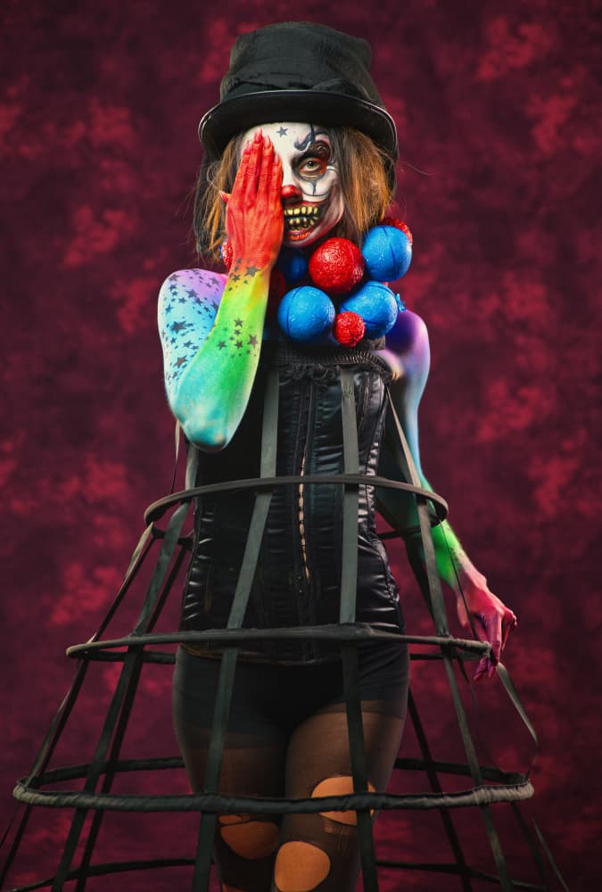 Creepy Colorful Clown by Offer Ellbogen — canvas wall art