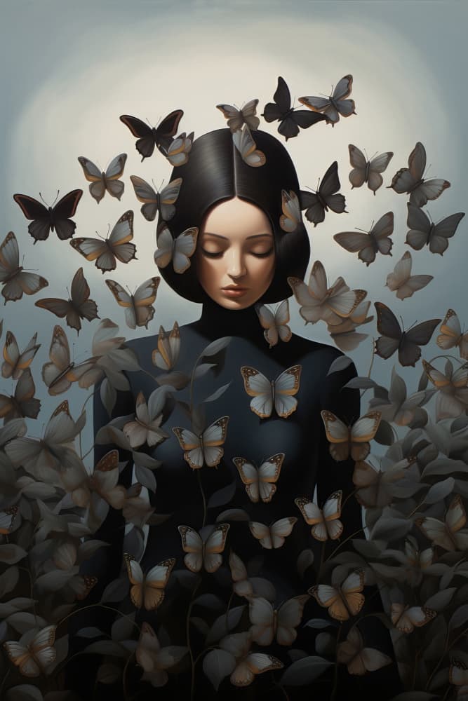Serene Butterfly Woman by Bilge Paksoylu — canvas wall art