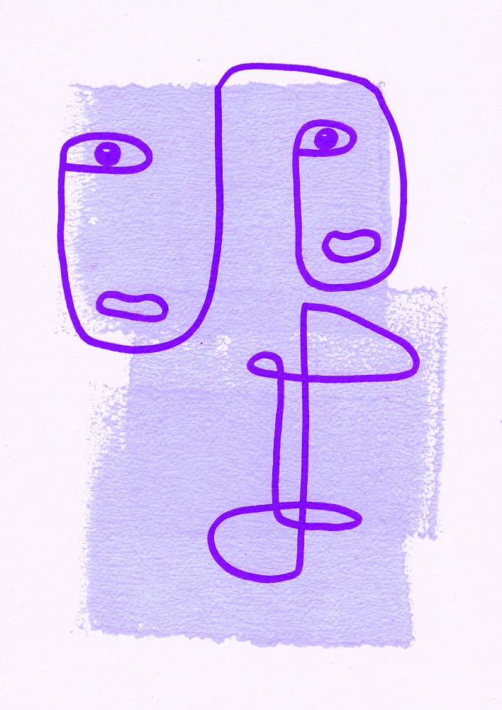 Abstract Purple Line Faces by Santhosh ch — canvas wall art