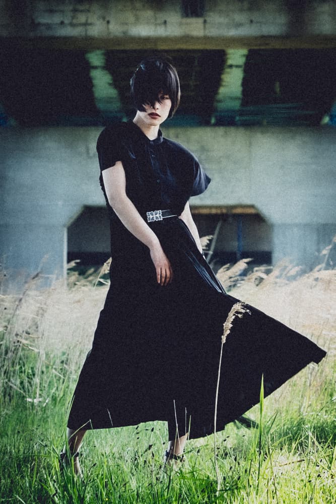 Stylish Woman Under Bridge by Kurosaki Sangan — canvas wall art