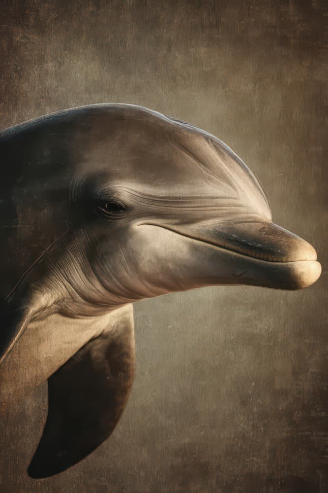 Serene Dolphin Portrait by Rafal Kulik — canvas wall art