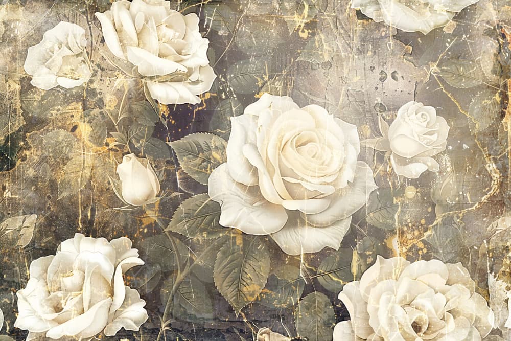 Distressed White Roses by Rafal Kulik — canvas wall art