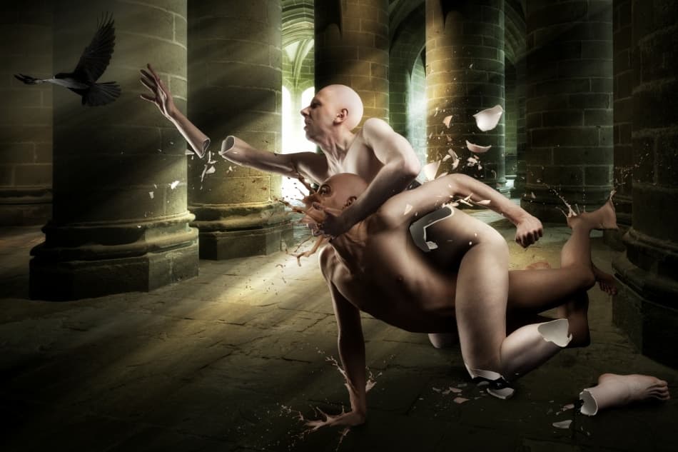 Shattering Figures Conflict by Christophe Kiciak — canvas wall art