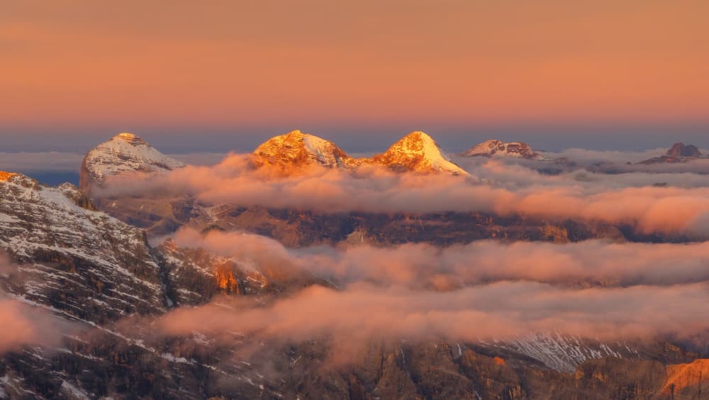Golden Peaks Above Clouds by MIN LI — canvas wall art