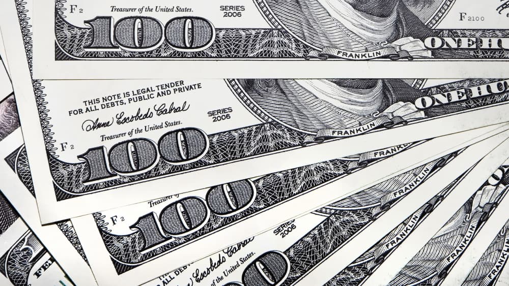 Crisp Hundred Dollar Bills by Pictufy Studio IV — canvas wall art