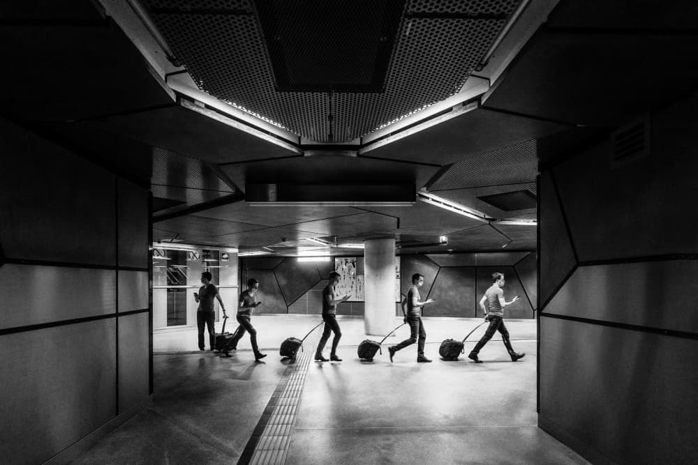 Commuters In Motion by Adam Dauria ☂ — canvas wall art