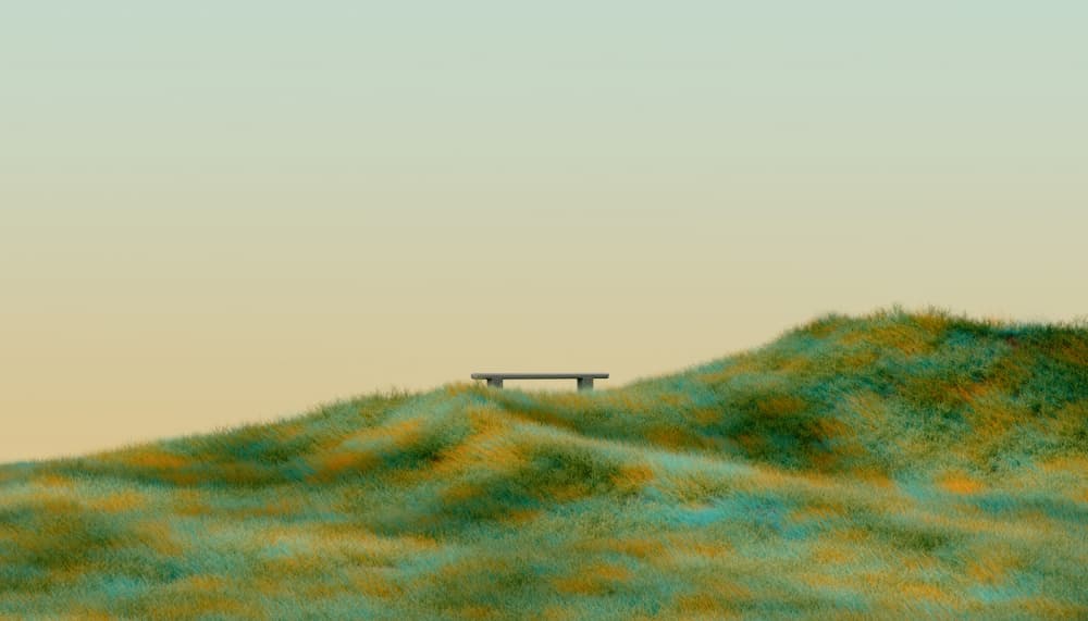 Serene Hilltop Bench by Javier Pardina — canvas wall art
