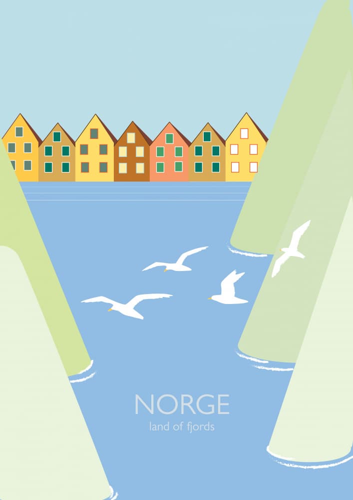 Norwegian Fjord Village by Layla Oz — canvas wall art
