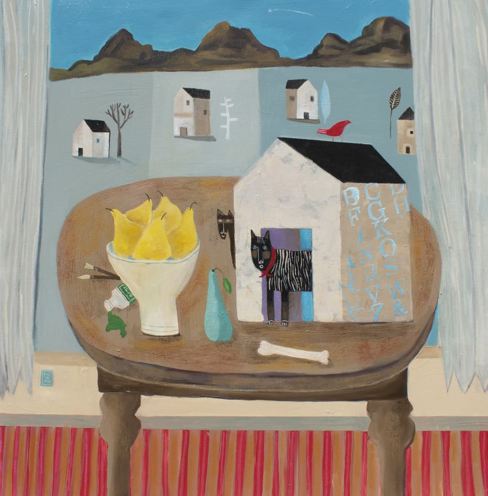 Whimsical Pears and Dogs by Nathaniel Mather — canvas wall art
