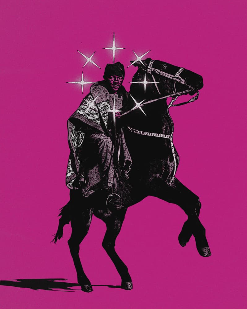 Warrior Rider Magenta Stars by Mathabela Madiela — canvas wall art