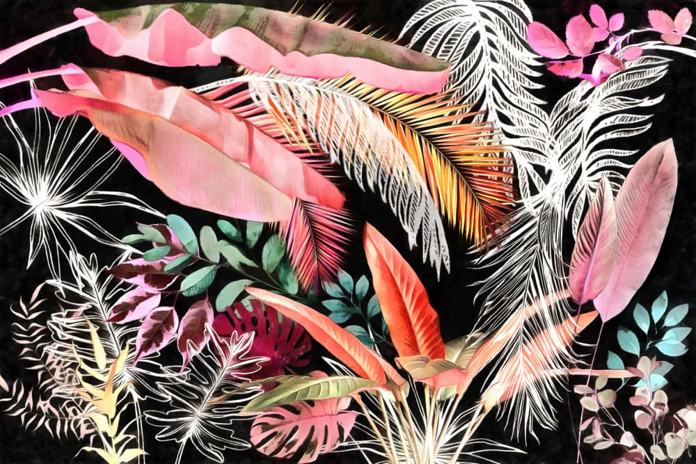 Vibrant Tropical Leaves by amini54 — canvas wall art